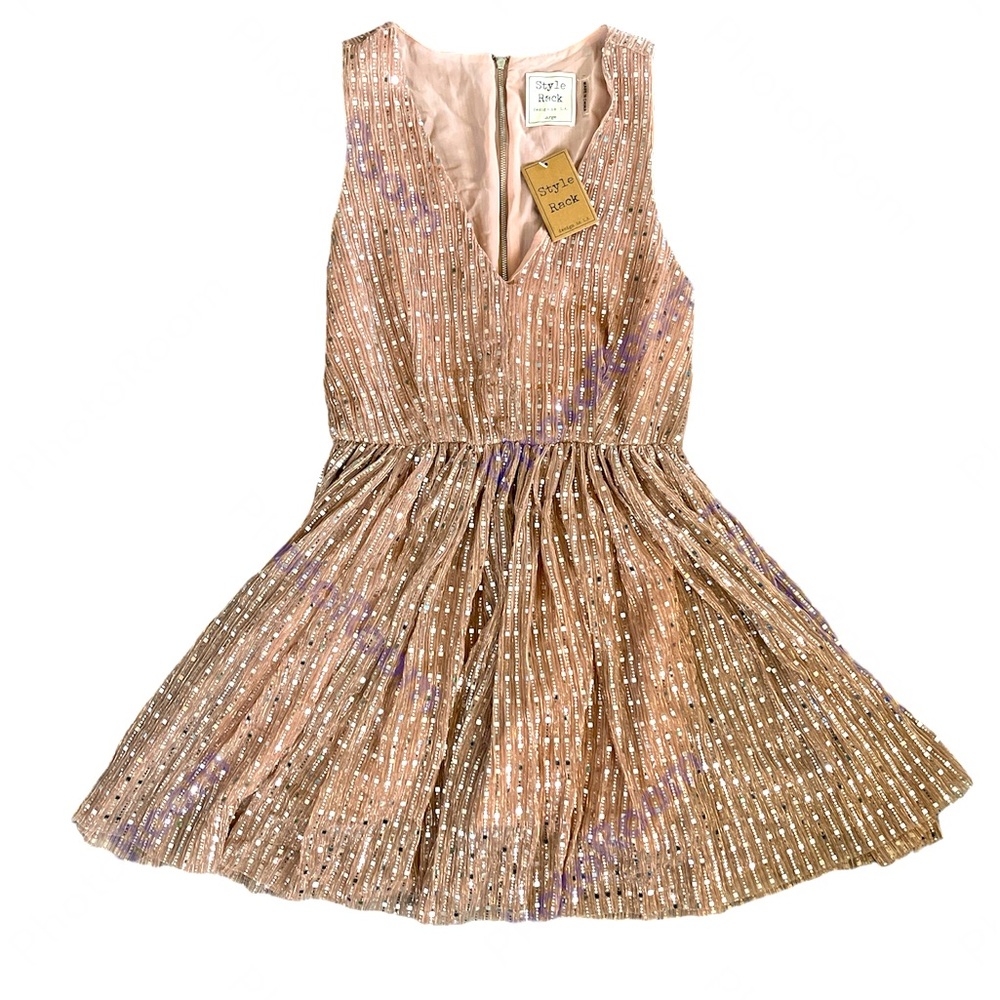 Style Rack Large Rose Gold/Silver Sequins Mini Party Dress NWT